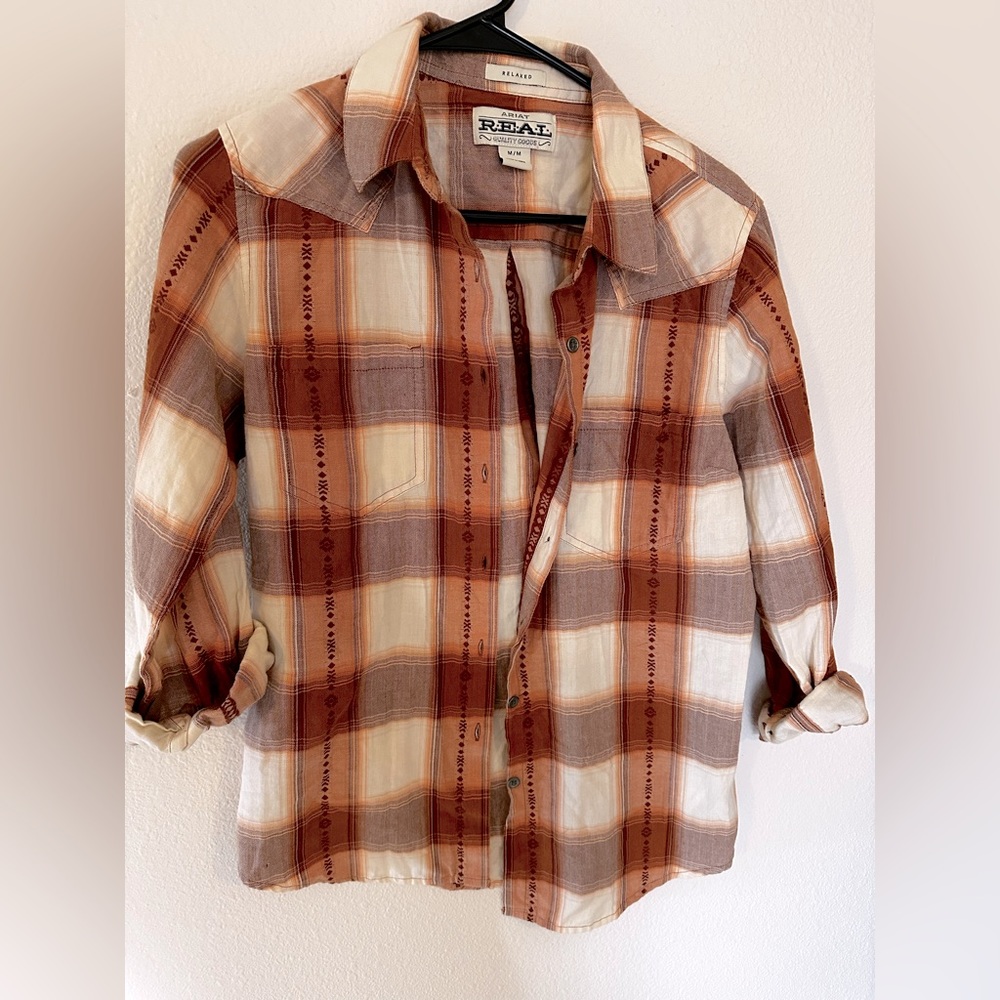 Ariat medium button down burnt orange